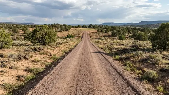 Rural driveway and private access road prepared for future development in Apache County Arizona