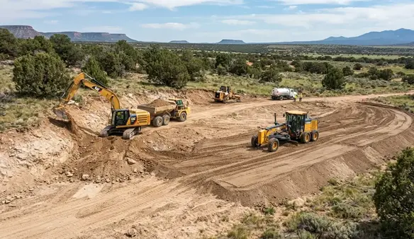 Apache County Arizona rural earthwork project showing excavation and grading being used together to prepare a future development area