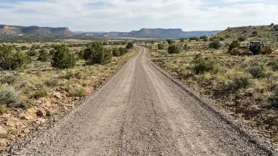 Apache County Arizona rural gravel road under professional aggregate construction