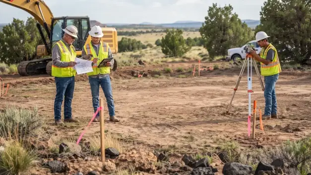 Rural Apache County Arizona homesite being evaluated before house pad earthwork