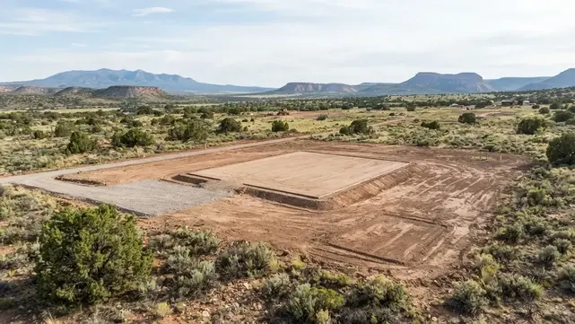 Rural Apache County Arizona house pad coordinated with driveway and future property improvements