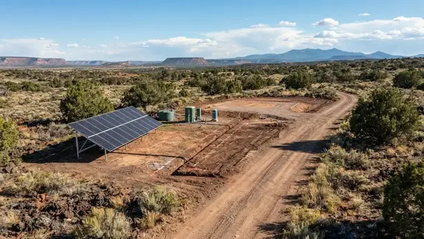 Off-grid rural property in Apache County Arizona with private well, water infrastructure, and solar power planning