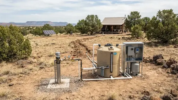 Private water well pump and storage system serving a rural Apache County Arizona property