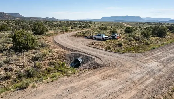 Apache County Arizona rural driveway connecting private property to an existing public roadway