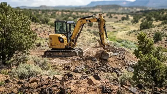Rural Apache County Arizona property showing rocky terrain, natural drainage, elevation changes and construction access