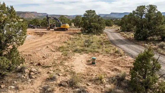 Rural septic site planning with home well driveway and wastewater area in Apache County Arizona