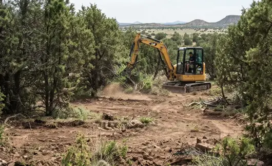 Apache County property showing selective land clearing with an open development area surrounded by preserved juniper and piñon vegetation