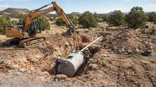 Septic system installation and excavation on a rural Apache County Arizona property