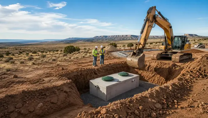 Professional septic system installation on a rural property in Apache County Arizona