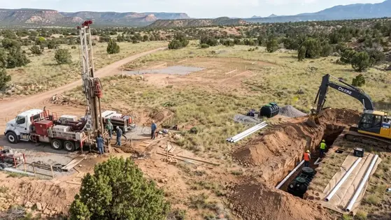 Private well and septic system being coordinated on a rural Apache County Arizona property