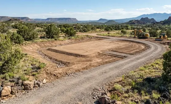 Completed excavation and site preparation project ready for construction in Apache County Arizona
