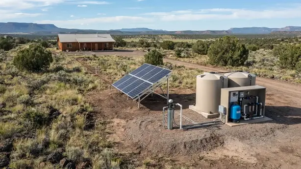 Complete off-grid water system serving a remote rural homesite in Apache County Arizona