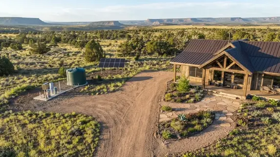 Rural Apache County property with coordinated well, homesite, access road, solar power, and water infrastructure