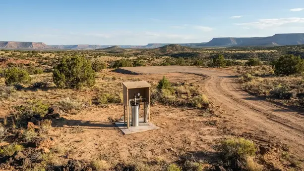 Private water well location planned in relation to a future homesite and access road in Apache County Arizona